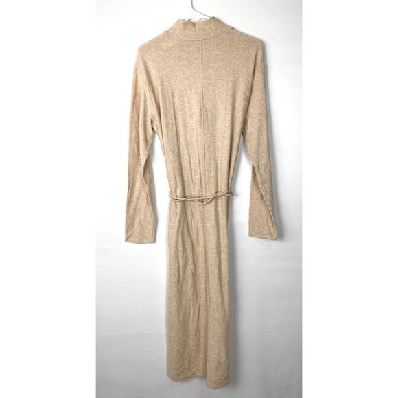 Vince Long Sleeve Mock Neck Knit Turtleneck Midi Sweater Dress Marzipan - Picture 6 of 10